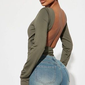 Fashion nova green backless bodysuit
